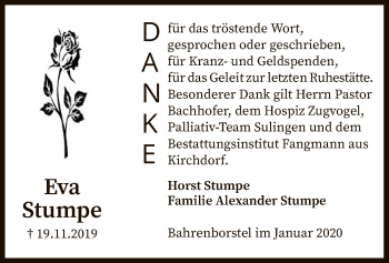 Traueranzeige von Eva Stumpe von SYK