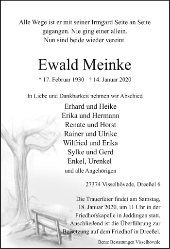 Traueranzeige von Ewald Meinke von SYK