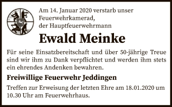 Traueranzeige von Ewald Meinke von SYK