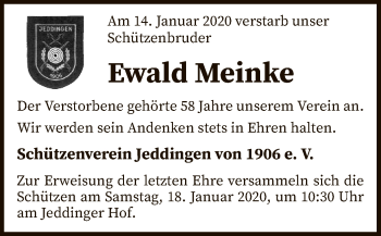 Traueranzeige von Ewald Meinke von SYK