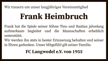 Traueranzeige von Frank Heimbruch von SYK