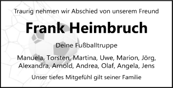 Traueranzeige von Frank Heimbruch von SYK