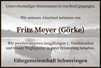 Traueranzeige von Fritz Meyer von SYK