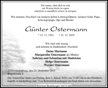 Traueranzeige von Günter Ostermann von SYK