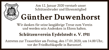 Traueranzeige von Günther Duwenhorst von SYK