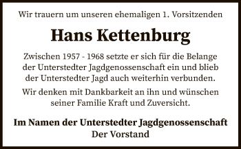 Traueranzeige von Hans Kettenburg von SYK