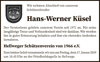 Traueranzeige von Hans-Werner Küsel von SYK