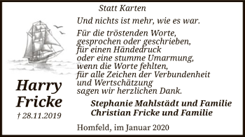 Traueranzeige von Harry Fricke von SYK