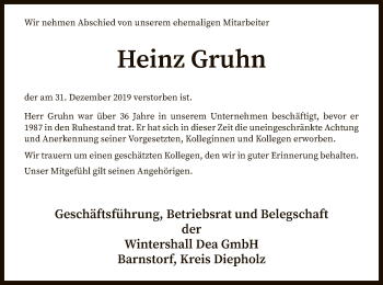 Traueranzeige von Heinz Gruhn von SYK