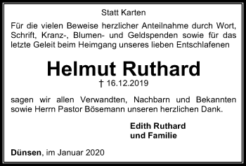 Traueranzeige von Helmut Ruthard von SYK