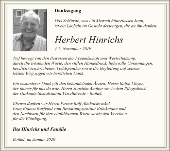 Traueranzeige von Herbert Hinrichs von SYK