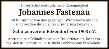 Traueranzeige von Johannes Fastenau von SYK