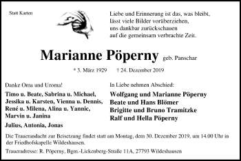 Traueranzeige von Marianne Pöperny von SYK