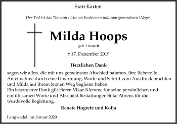 Traueranzeige von Milda Hoops von SYK