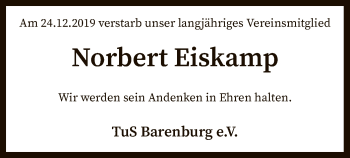 Traueranzeige von Norbert Eiskamp von SYK