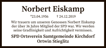 Traueranzeige von Norbert Eiskamp von SYK