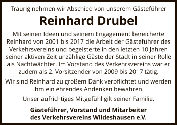 Traueranzeige von Reinhard Drubel von SYK