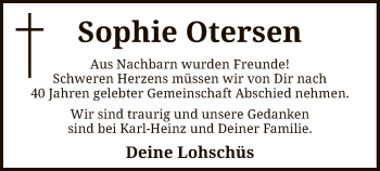 Traueranzeige von Sophie Otersen von SYK