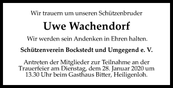 Traueranzeige von Uwe Wachendorf von SYK