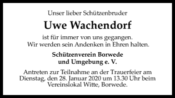 Traueranzeige von Uwe Wachendorf von SYK