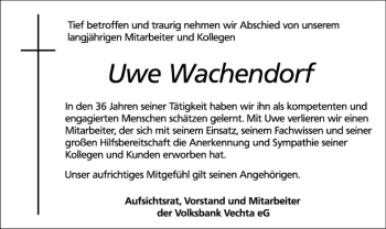 Traueranzeige von Uwe Wachendorf von SYK