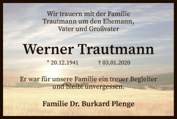 Traueranzeige von Werner Trautmann von SYK