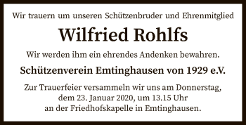 Traueranzeige von Wilfried Rohlfs von SYK