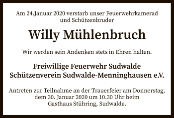 Traueranzeige von Willy Mühlenbruch von SYK