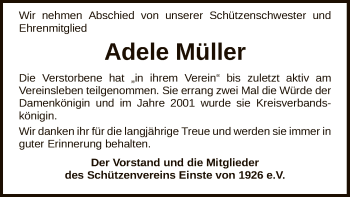 Traueranzeige von Adele Müller von SYK