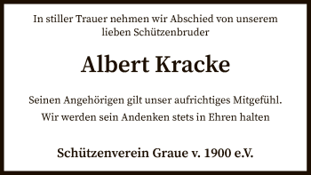 Traueranzeige von Albert Kracke von SYK