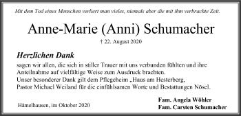 Traueranzeige von Anne-Marie Schumacher von SYK