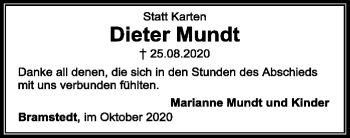 Traueranzeige von Dieter Mundt von SYK