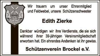 Traueranzeige von Edith Zierke von SYK