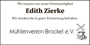 Traueranzeige von Edith Zierke von SYK