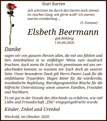 Traueranzeige von Elsbeth Beermann von SYK