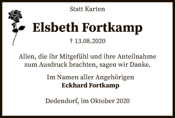 Traueranzeige von Elsbeth Fortkamp von SYK