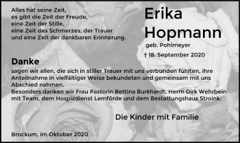 Traueranzeige von Erika Hopmann von SYK