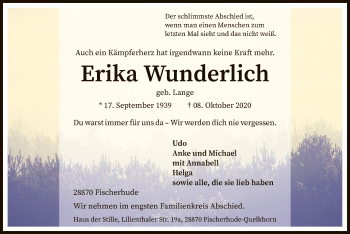 Traueranzeige von Erika Wunderlich von SYK