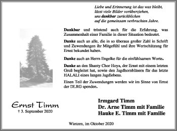 Traueranzeige von Ernst Timm von SYK