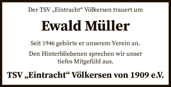 Traueranzeige von Ewald Müller von SYK