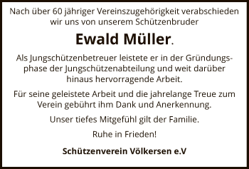 Traueranzeige von Ewald Müller von SYK