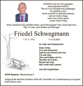 Traueranzeige von Friedel Schwegmann von SYK