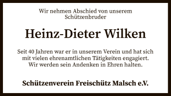 Traueranzeige von Heinz-Dieter Wilken von SYK