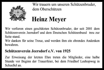 Traueranzeige von Heinz Meyer von SYK