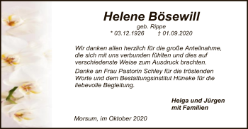 Traueranzeige von Helene Bösewill von SYK