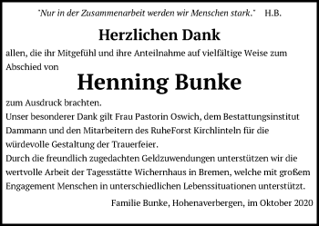 Traueranzeige von Henning Bunke von SYK