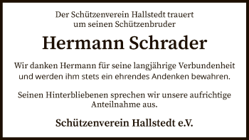 Traueranzeige von Hermann Schrader von SYK