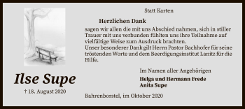 Traueranzeige von Ilse Supe von SYK