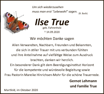 Traueranzeige von Ilse True von SYK