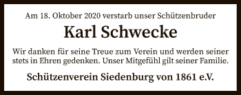 Traueranzeige von Karl Schwecke von SYK